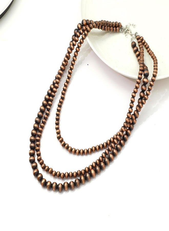 CIOOU Navajo Pearl Necklace for Women Multi Strand Turquoise Choker Western Jewelry Vintage Boho Chic Beaded Statement Necklaces (retro brown) - Image 4
